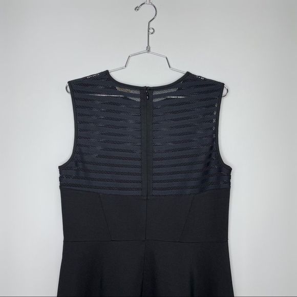 Shoshanna Women’s Stretch Mesh Stripe Calvin Sleeveless Dress Size 12 Black Navy - Picture 7 of 11